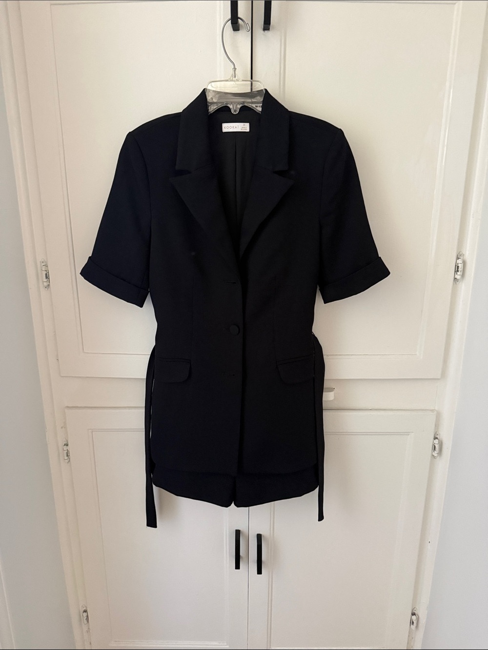 Kookai Black Short-Sleeve Tailored Blazer Jumpsuit